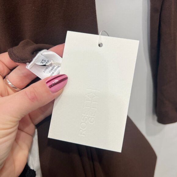 $750 NWT Rosettta Getty Brown White Two-Tone Colorblock Cotton Midi Dress sz XS - Picture 11 of 11